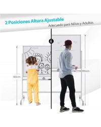 Quadro Magnético Móvel de Dupla Face - 120 x 90 cm - Altura Ajustável